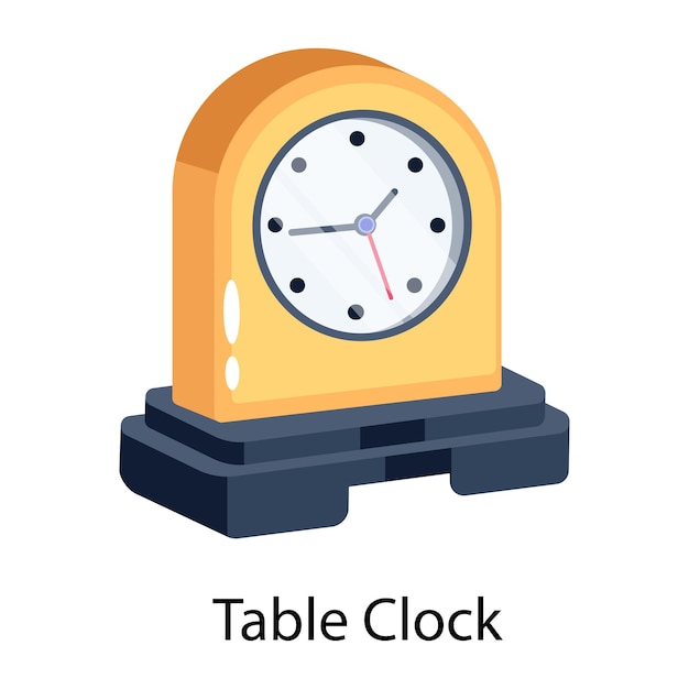 Vecteur une horloge de table jaune avec l'heure de 12 05