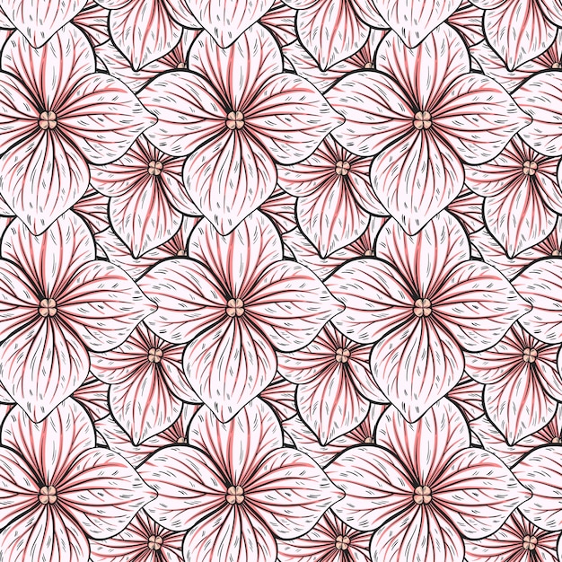 Hortensia motif floral sans couture Texture d'hortensia dessiné à la main Illustration vectorielle