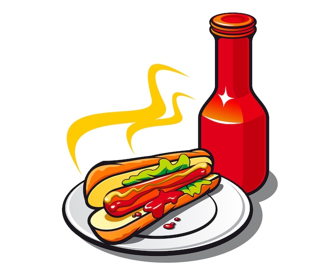 Hot-dog Appétissant Avec Du Ketchup Sur Fond Blanc