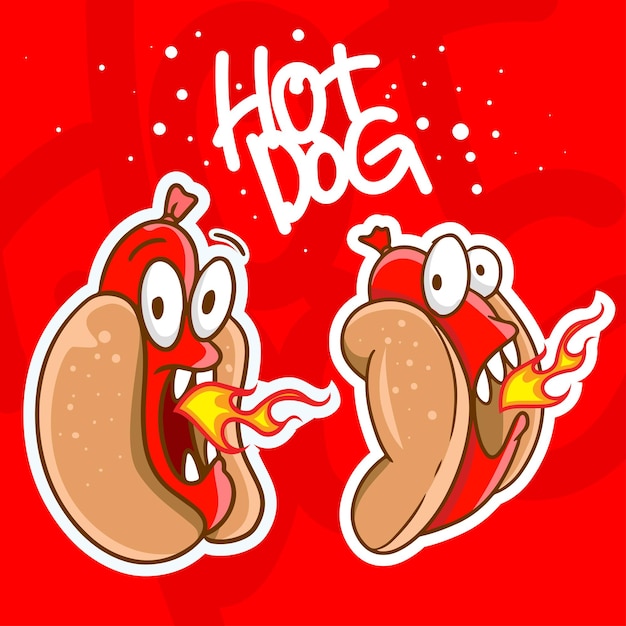 Vecteur hot-dog de personnage de dessin animé