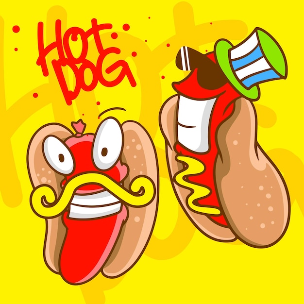 Vecteur hot-dog de personnage de dessin animé