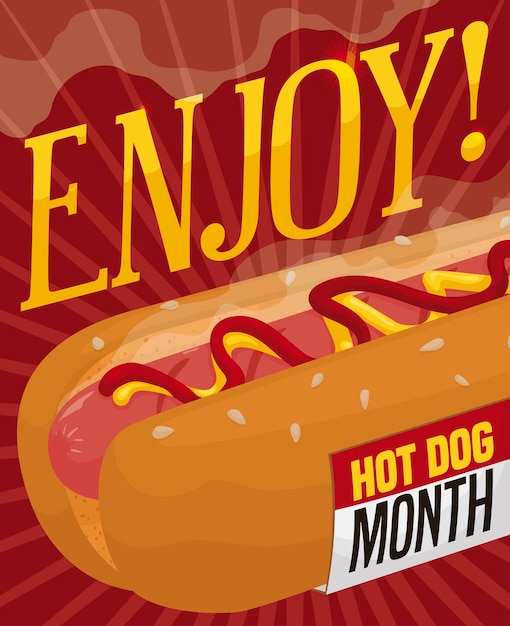Vecteur un hot-dog à la vapeur servi dans le calendrier vous invitant à en profiter.
