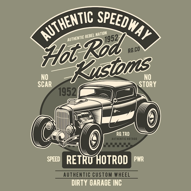 Vecteur hot rod kustoms speedway