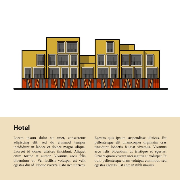 Vecteur hôtel moderne. modèle pour votre texte en bas