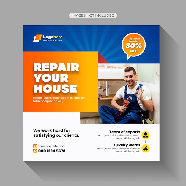 Vecteur house home repair handymansocial media post