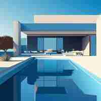 Vecteur house pool interior design architecture 3d design style minimalist interior modular housing