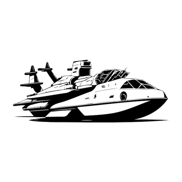 Hovercraft Icon Dessin à La Main Couleur Noire Logo Militaire élément Vectoriel Et Symbole