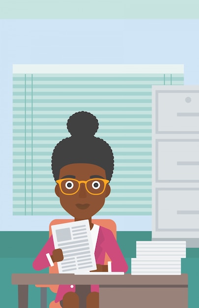 HR manager vérifiant les fichiers vector illustration.