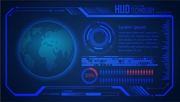 Hud Blue World Cyber Circuit Future Technologie Concept Background