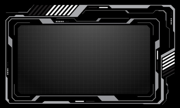 HUD cadres blancs gris éléments d'interface utilisateur conception technologie moderne panneau de commande futuriste écran hologramme numérique fenêtre menu de jeu touchant cyber moniteur réglé sur le fond noir vecteur