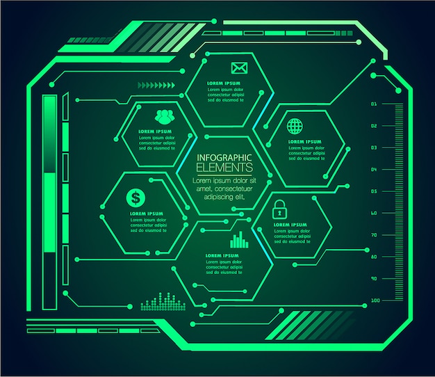 Hud Cyber Circuit Futur Concept Technologique Infographique