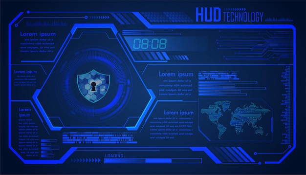 Hud Cyber Circuit Futur Technologie Concept Arrière-plan Cadenas Fermé Sur Numérique