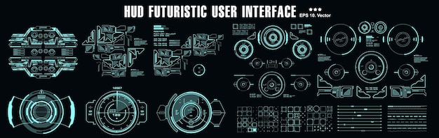 HUD elements mega set pack Affichage du tableau de bord Écran de la technologie de réalité virtuelle Interface utilisateur futuriste