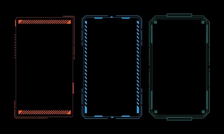 Vecteur hud frame jeu futuriste cible frontières scifi bannières vides pour le texte