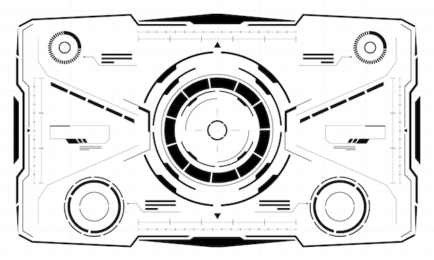 Vecteur hud interface scifi vue de l'écran noir géométrique technologie futuriste affichage créatif vecteur blanc