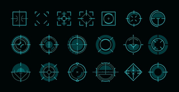 HUD objectif ui cadre de cible de cercle futuriste pour l'interface utilisateur du jeu militaire sniper arme vue hologramme scifi focus