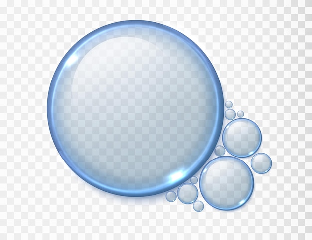 Huile à bulles bleues ou sérum isolé sur fond transparent Liquide réaliste Goutte de sérum éclairante