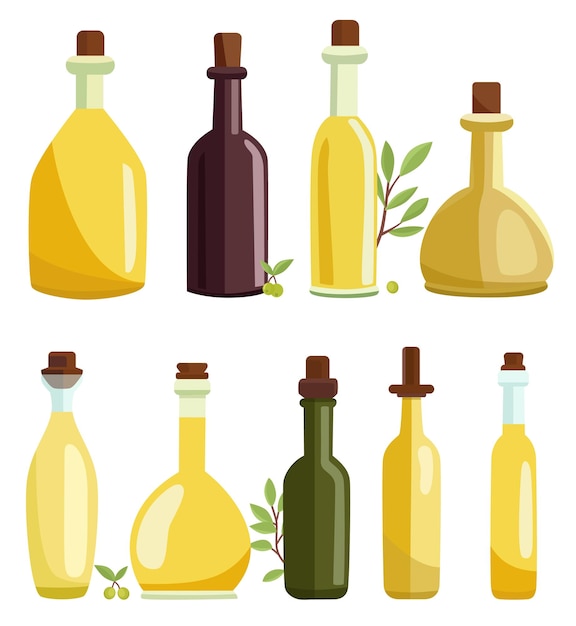 Vecteur huile d'olive parfumée en bouteille