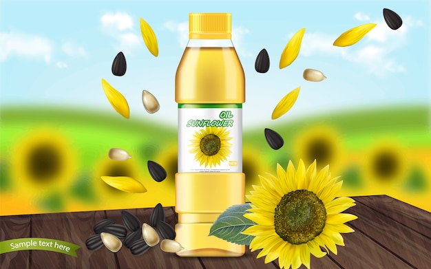 Vecteur huile de tournesol réaliste