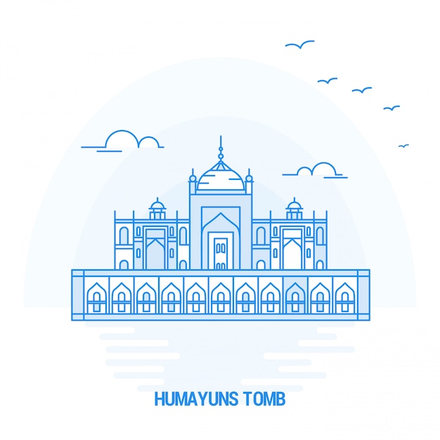 Vecteur humayuns tomb blue landmark