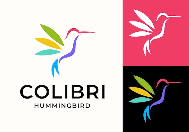 Vecteur hummingbird colibri abstract est une icône de logo colorée illustration de conception vectorielle