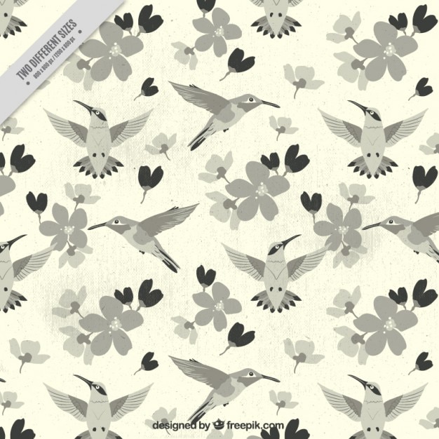 Hummingbird Et Fleurs De Fond Dans Le Style Vintage