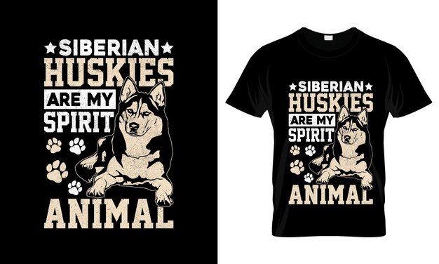 Vecteur les huskies sibériens sont mon esprit t-shirt graphique coloré t-shirt design du husky sibérien