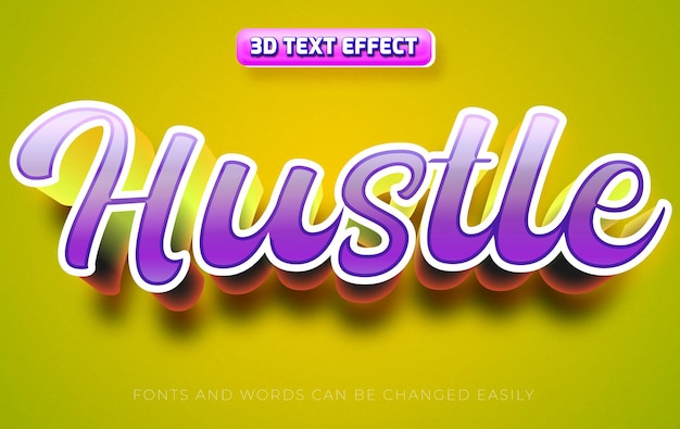 Vecteur hustle motivation style d'effet de texte 3d modifiable