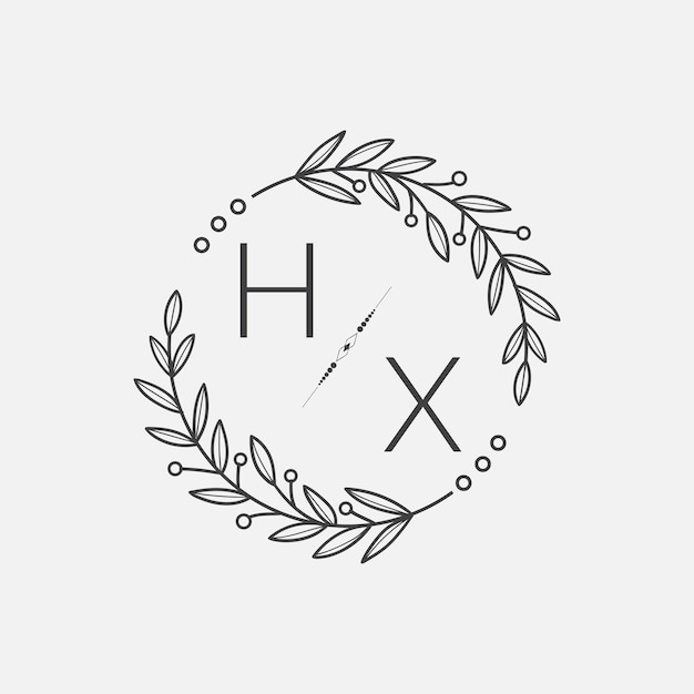 HX mariage monogramme initial avec ligne de cercle créatif