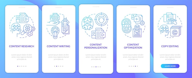 Ia Dans L'écran De L'application Mobile D'intégration Du Dégradé Bleu De Contenu