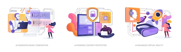 L'IA pour l'industrie du divertissement illustrations vectorielles de concepts abstraits