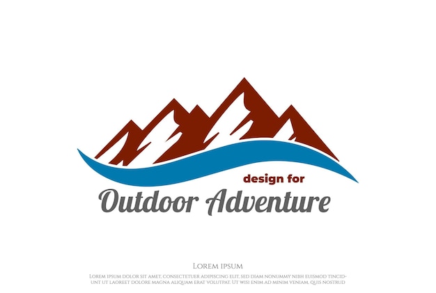 Ice Snow Mountain Hill Avec Lake River Creek Logo Design Vector