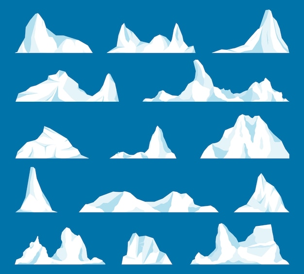 Vecteur iceberg ou glacier arctique à la dérive. montagne gelée et thème glacé, liquide glacé et nord.