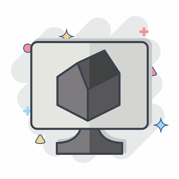 Icon 3D Rendering lié à la visualisation 3D symbole de style comique conception simple