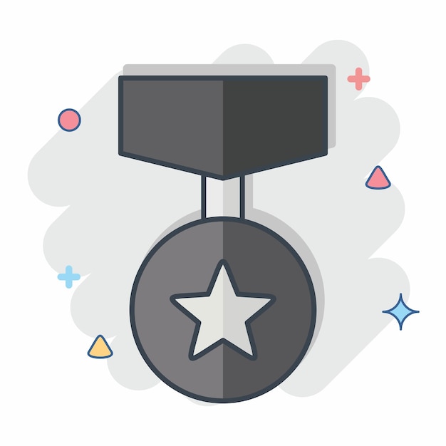 Icon Badge 4 lié au symbole de la récompense style comique design simple modifiable