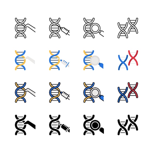 Vecteur icon de biotechnologie de l'adn: une illustration de la science de la modification génétique