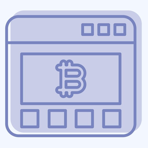 Icon Bitcoin Site Web lié au symbole de cryptographie de style à deux tons illustration de conception simple