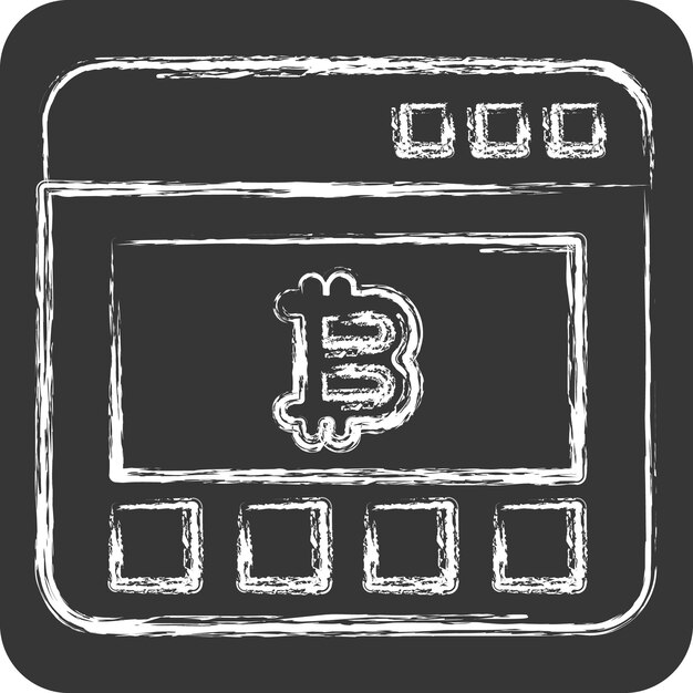 Icon Bitcoin Site Web lié à le symbole de cryptographie craie Illustration de conception simple de style