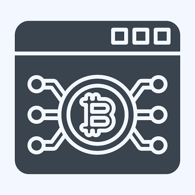 Icon Bitcoin Web lié à la cryptographie symbole style glyphe illustration de conception simple