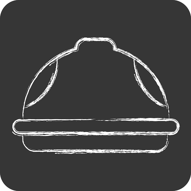 Vecteur icon casque lié au symbole de charpenterie craie style design simple illustration simple modifiable