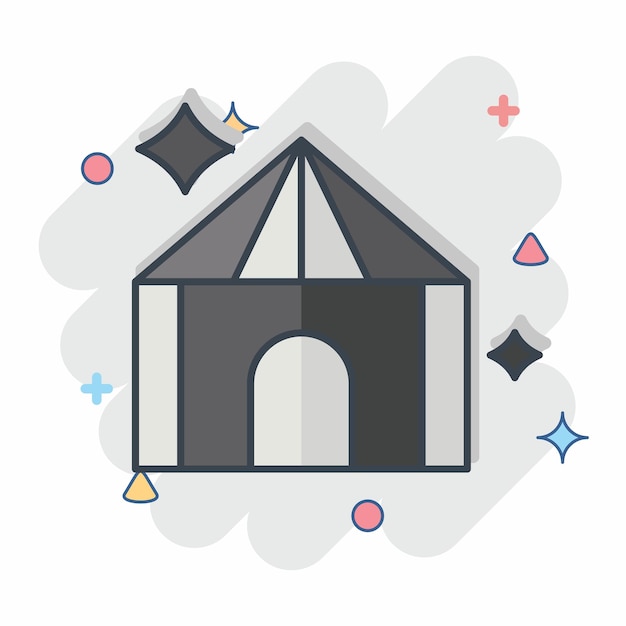 Icon Cirque lié au symbole magique style bande dessinée design simple modifiable