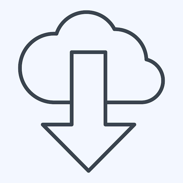 Icon Cloud Computing lié à l'illustration de conception simple du style de ligne de symbole de sécurité
