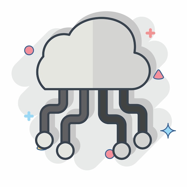 Icon Cloud Hosting lié à la craie de symbole de réseau Illustration simple de style