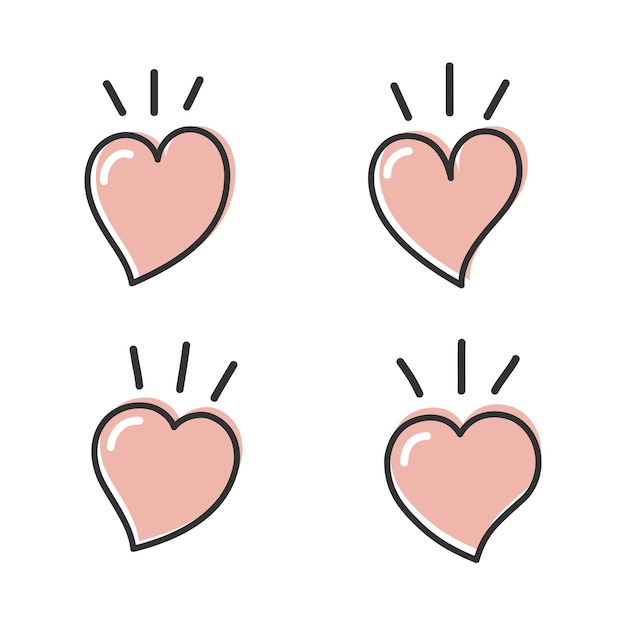 Icon De Cœur D'amour Dessiné à La Main, Illustration Vectorielle Isolée