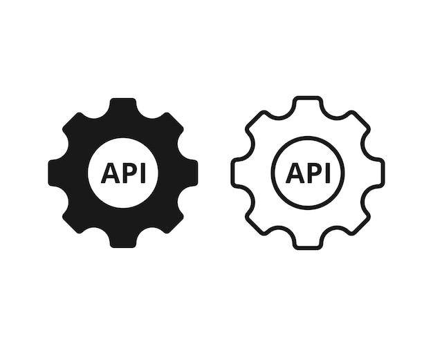 Icon de configuration d'API à plat et illustration de ligne pour le web et l'application