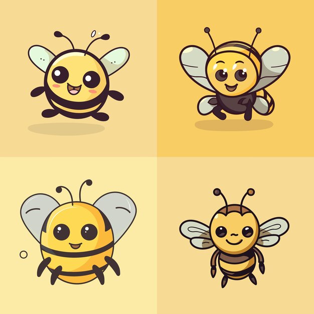 Vecteur icon de dessin animé d'abeille mignon illustration de logo de personnage mascotte de dessin illustré kawaii dessin artistique