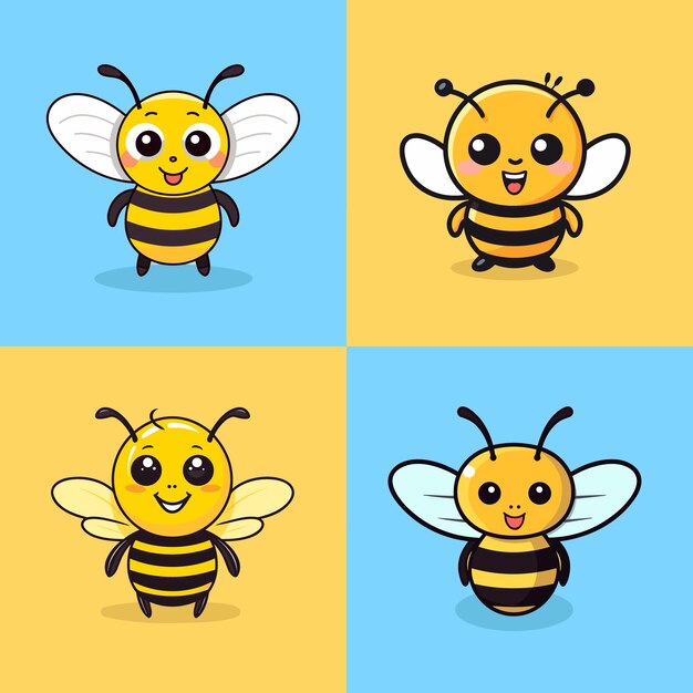 Vecteur icon de dessin animé d'abeille mignon illustration de logo de personnage mascotte de dessin illustré kawaii dessin artistique