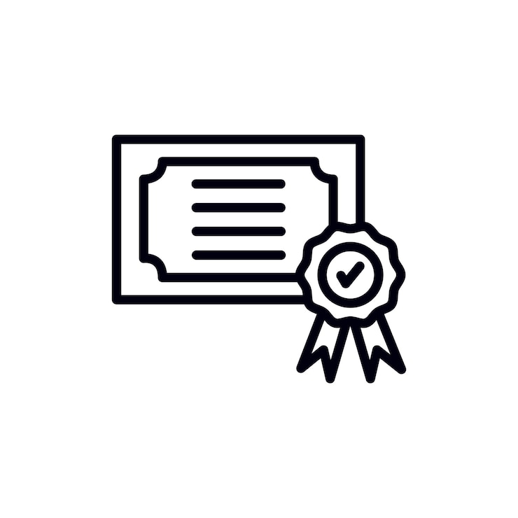 Vecteur icon du diplôme ensemble de certificat de qualification académique symbole vectoriel signe du document de licence en noir rempli et dessiné
