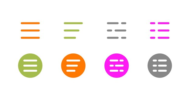 Icon du menu détail de l'icône vecteur horizontal trois lignes icône afficher la liste des informations