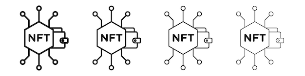 Icon du portefeuille NFT Set de symboles de signes de contour